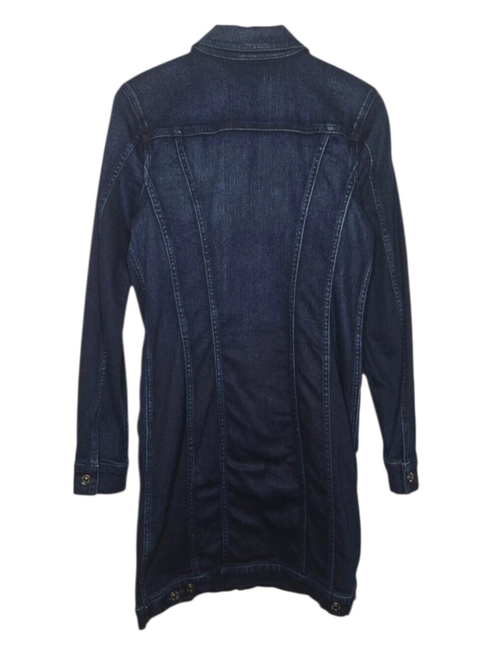 7 For All Mankind Womens Dark Wash Western Rodeo Trucker Denim Jean Dress Large - Picture 3 of 15